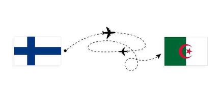 vol et voyage de la finlande à l'algérie par concept de voyage en avion de passagers vecteur