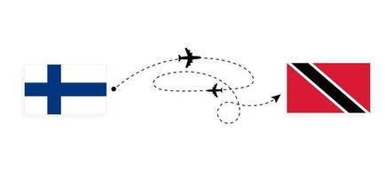 vol et voyage de la finlande à trinité-et-tobago par concept de voyage en avion de passagers vecteur
