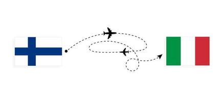 vol et voyage de la finlande à l'italie par concept de voyage en avion de passagers vecteur