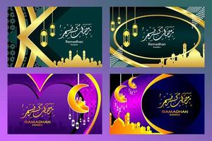 collection de cartes de voeux ramadan kareem, arrière-plan vectoriel ramadan