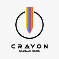 création de logo de crayon avec concept de couleur arc-en-ciel en cercle. illustration de logo vectoriel haut de gamme