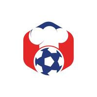 création de logo vectoriel de chef de football. conception d'icône de ballon de football et de chapeau de chef.