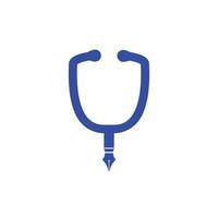 création de logo vectoriel de formation médicale. plume de stylo et conception d'icône de vecteur de stéthoscope.