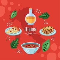 carte de lettrage de cuisine italienne vecteur