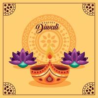 joyeux diwali lettrage vecteur