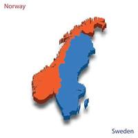 carte isométrique 3d relations norvège et suède vecteur