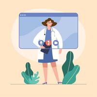 page web avec une femme médecin vecteur