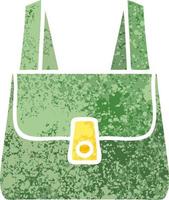 sac vert de dessin animé de style illustration rétro vecteur