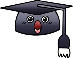 chapeau de graduation de dessin animé ombré dégradé vecteur