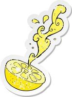 autocollant rétro en détresse d'un citron de dessin animé vecteur