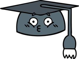 chapeau de graduation de dessin animé mignon vecteur