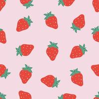 modèle sans couture de fraise rouge sur fond rose. fond d'été de vecteur avec des baies. belle texture pour tissu, emballage, textile, papier peint
