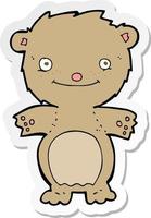 autocollant d'un petit ours en peluche heureux de dessin animé vecteur