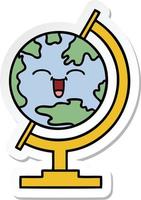 autocollant d'un joli globe de dessin animé du monde vecteur