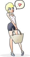 dessin animé jolie femme appréciant le shopping vecteur