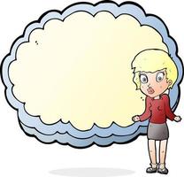 femme debout devant un nuage avec place pour texte vecteur