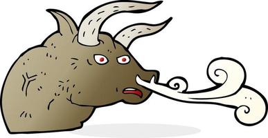 tête de taureau reniflant de dessin animé vecteur