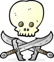symbole du crâne et des épées de dessin animé vecteur