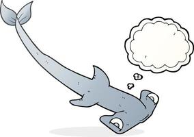 Bulle de pensée dessinée à main levée dessin animé requin marteau vecteur