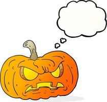 Bulle de pensée dessinée à main levée dessin animé citrouille d'halloween vecteur