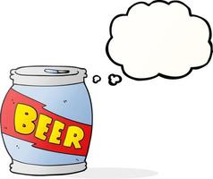 Bulle de pensée dessinée à main levée canette de bière dessin animé vecteur