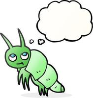 Bulle de pensée dessinée à main levée dessin animé petit insecte vecteur