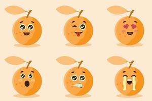 personnages orange mignons avec diverses émotions vecteur