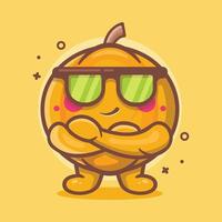 mascotte de personnage de fruit de citrouille mignon avec une expression cool dessin animé isolé dans un style plat vecteur