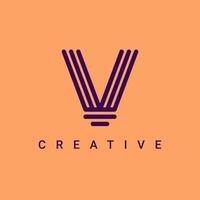 création de logo de symbole d'icône de lettre v, création vectorielle de logo de type de ligne minimaliste et créative vecteur