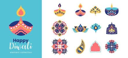 collection d'éléments vectoriels de lanterne simple diwali pour affiche, arrière-plan, publication sur les réseaux sociaux vecteur