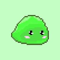 vecteur de slime vert mignon de style pixel art 18 bits