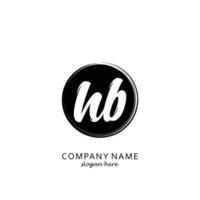 hb initial avec modèle de logo brosse cercle noir vecteur