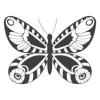 Une silhouette noire abstraite d'un joli papillon isolé sur fond blanc vecteur