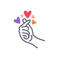 mini je t'aime main clip art, doigt de coeur coréen je t'aime signe icône vecteur dessin au trait illustration autocollant conception médias sociaux, je coeur vous geste