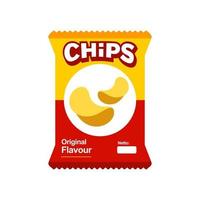 snack chips sac emballage en plastique conception illustration icône pour les entreprises alimentaires et des boissons, pomme de terre snack élément de marque logo vecteur. vecteur
