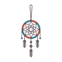 hippie coloré dream catcher icône vecteur dans l'illustration de style linéaire isolé sur fond blanc