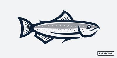 illustration vectorielle vintage de poisson saumon. conception de vecteur de logo de poisson de truite de style de dessin animé simple rétro moderne.