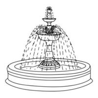 la fontaine à eau classique est réalisée sous la forme d'une fleur, dessin de style doodle. vecteur