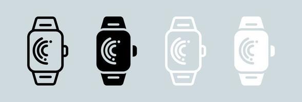 icône de smartwatch en noir et blanc. montre intelligente signe illustration vectorielle. vecteur