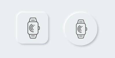 icône de ligne smartwatch dans un style de conception néomorphique. montre intelligente signe illustration vectorielle. vecteur