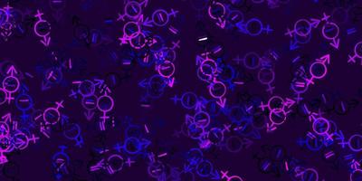 motif vectoriel violet clair avec des éléments de féminisme.