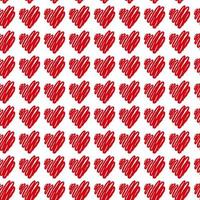 joli fond de motif sans couture de coeurs de la saint-valentin dessinés à la main. doodle décoratif en forme de coeur d'amour dans le style de croquis. icône de coeurs d'encre gribouillis pour la conception de mariage, l'emballage, l'ornement et les cartes de voeux vecteur