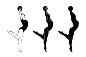 gymnaste design plat, illustration de silhouette de fille de gym. gymnastique. vecteur isolé
