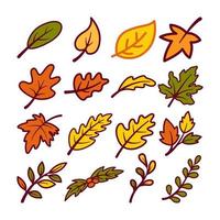 illustration de divers ensembles de branches et de feuilles. isolé sur fond blanc. éléments pour les besoins d'automne vecteur