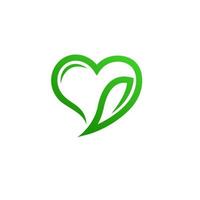 logo d'amour et de feuilles. aime l'icône de feuilles de coeur. l'amour laisse l'illustration vectorielle. amour nature symbole vecteur