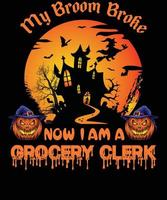 conception de t-shirt de commis d'épicerie pour halloween vecteur