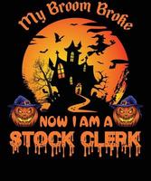 conception de t-shirt de commis aux stocks pour halloween vecteur