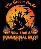 conception de t-shirt de pilote commercial pour halloween vecteur