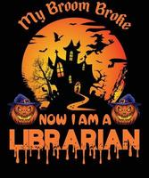 conception de t-shirt de bibliothécaire pour halloween vecteur
