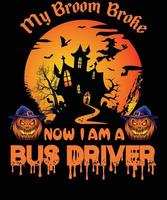 conception de t-shirt de chauffeur de bus pour halloween vecteur
